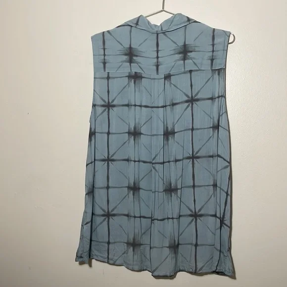 Rock & Republic High Low Sleeveless Button up Blouse Thin Tue Dye Breezy XL - Picture 3 of 9